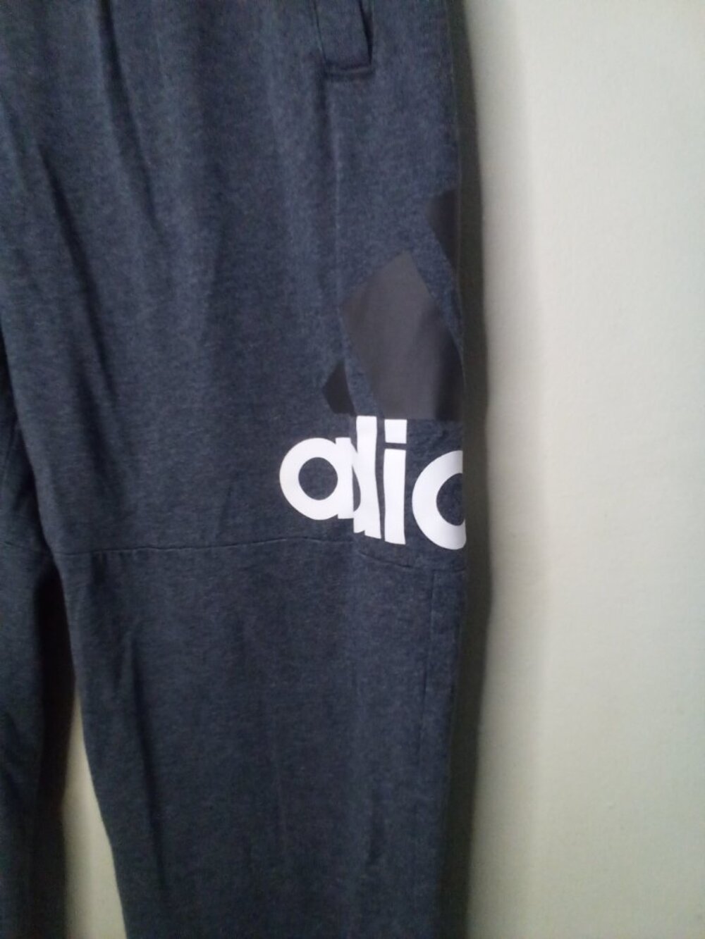Adidas Jogger Pants Men XL Spellout Logo Elastic Gray - Picture 5 of 14